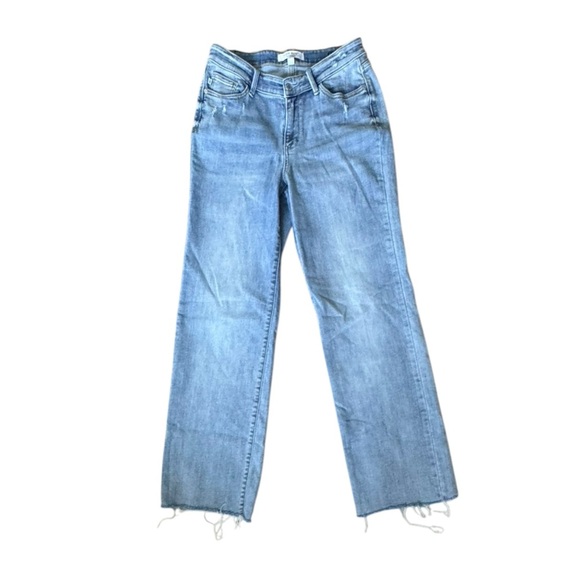 Judy Blue Straight Fit Jeans Size 11/30 Raw Hem High Rise Light Wash - Picture 1 of 8